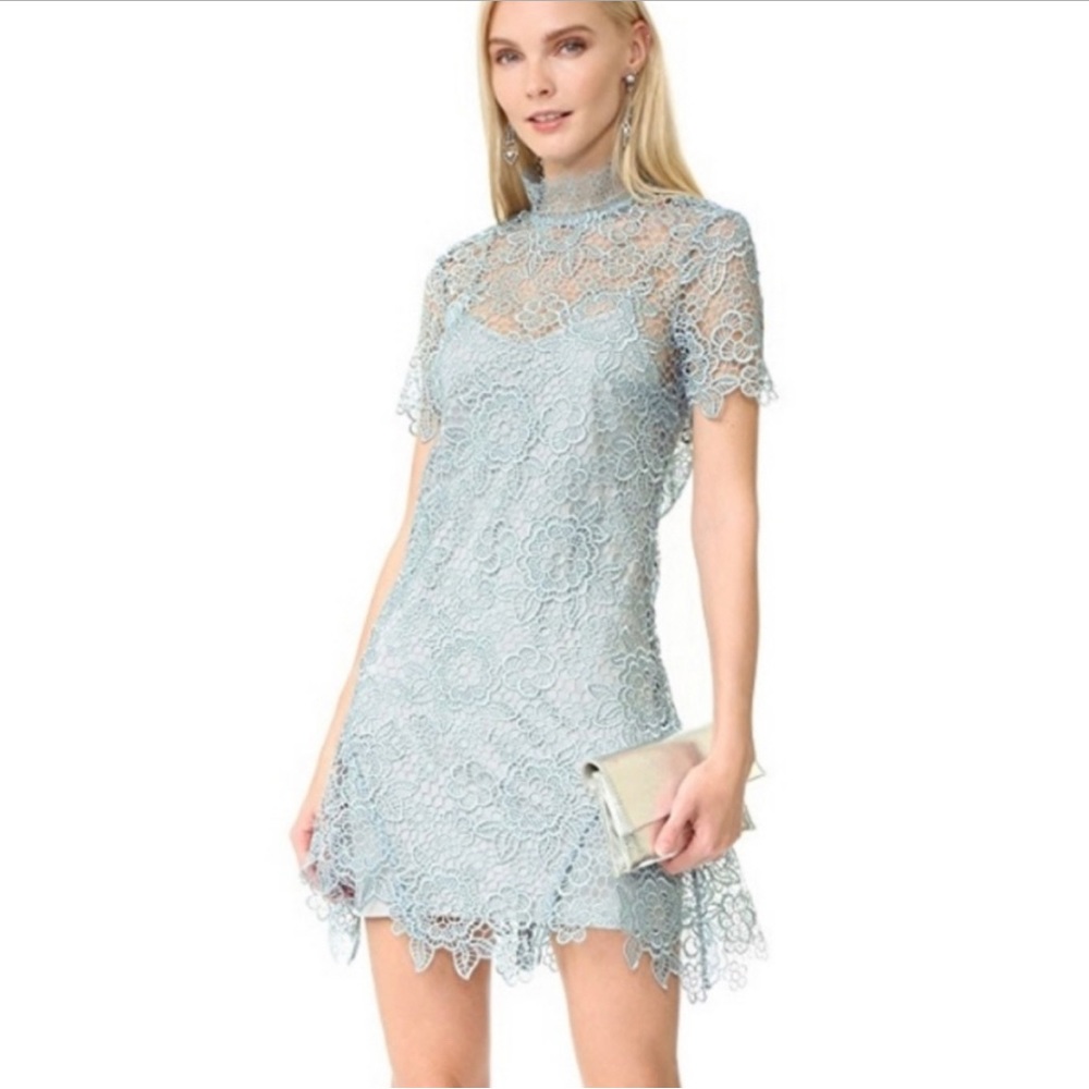 Self Portrait Peep Back Lace Mini Dress